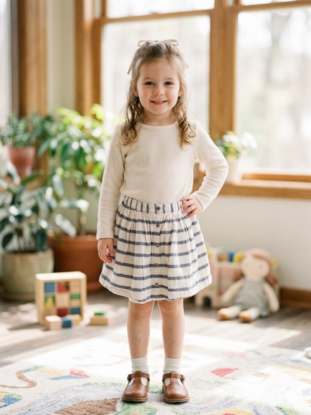 Cherokee Kids Striped Button Skirt